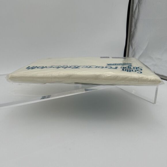 NOS Satin Stripe Fabric Cream Tablecloth NIP 100% Textured Polyster 60 x 84 Oval - Picture 9 of 12